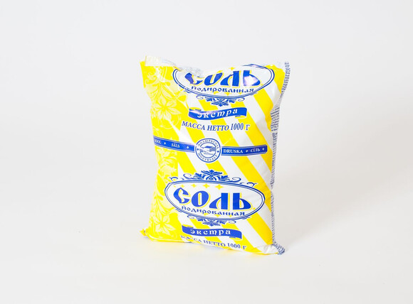 Extra iodized food salt. 1 kg plastic bag
