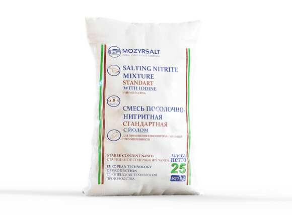 Standart salting nintrite mixture with iodine. 25 kg polypropylene bags