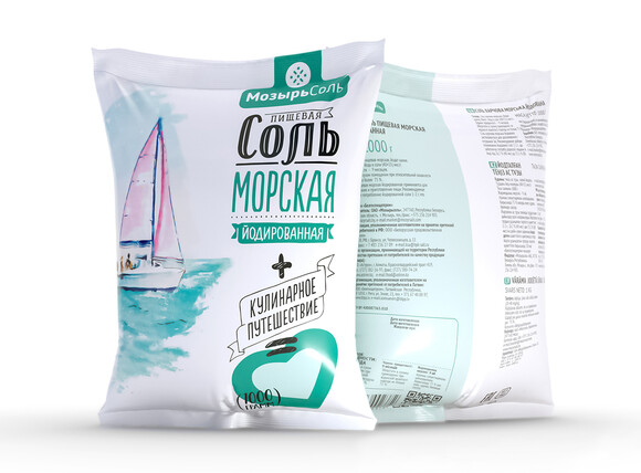 Iodized sea food salt. 1 kg polyethylene/polypropylene bag